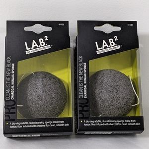 L.A.B. 2 Live And Breathe Beauty Charcoal Konjac Cleansing Sponges, Bundle of 2